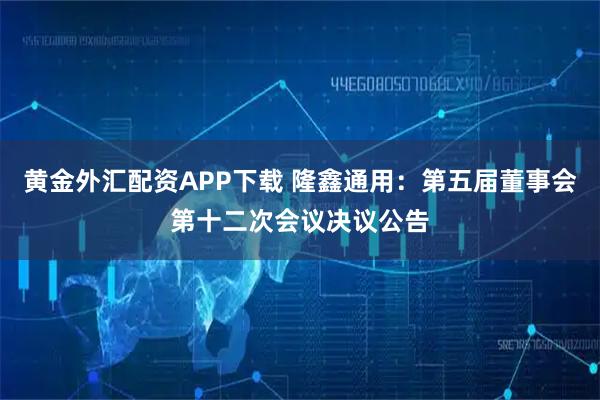 黄金外汇配资APP下载 隆鑫通用：第五届董事会第十二次会议决议公告